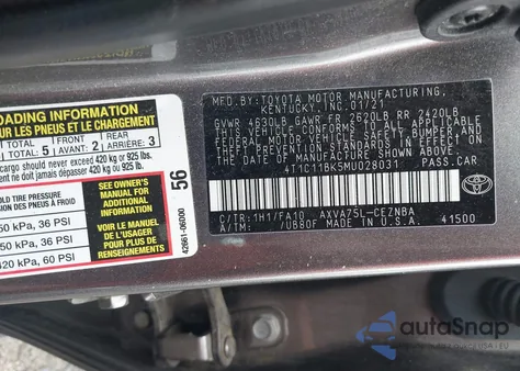 2021 Toyota Camry Le Awd from USA, damaged, VIN 4T1C11BK5MU028031